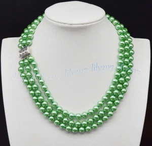 Lots 3 Rows Genuine 8mm Round Multicolor South Sea Shell Pearl Necklace 17-19'' - Picture 1 of 44