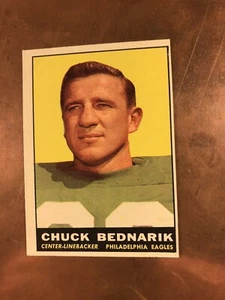 Chuck Bednarik 1961 Topps #101 HOF 2 sharp corners, off center, clean back ex-nm - Picture 1 of 4