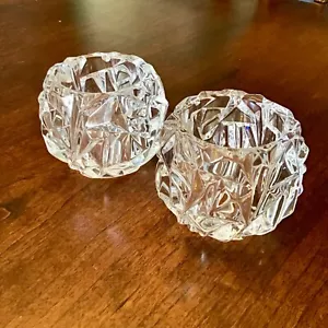 "Par de candelabros votivos de cristal tallado en roca de Tiffany & Co. - 3"" firmados grabados" - Imagen 1 de 8