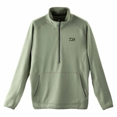 Daiwa DE-91009 Middle weight half zip shirt Gray XL From Stylish anglers Japan - Image 1 of 4