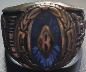 Anello Vintage Classe Jostens 18 Grammi Cavalieri Croce CBB Curt Blu Sport Blu - Foto 1 di 11