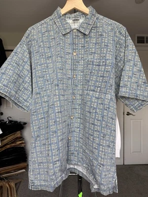 Винтажная большая рубашка 90-х Anchor синий скейт серфинг уличная одежда на пуговицах в полоску - Изображение 1 из 4