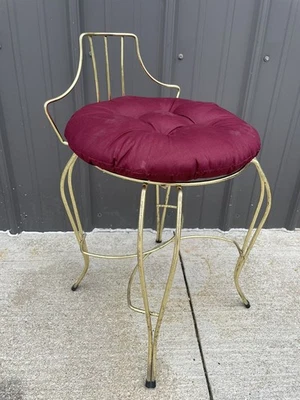 Taburete tocador vintage de metal dorado con silla cojín MCM NL Foto 1 de 4