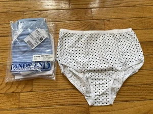 New Old Stock 4-Pack Lands End Womens Cotton High Waist Shirt Panties Polkadot - Picture 1 of 4