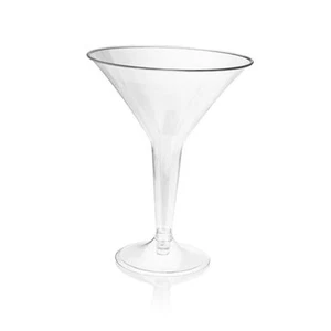  Party Disposable Plastic Martini Glasses - Stemmed Clear Cocktail Cups for  - Picture 1 of 7