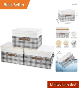 Faltbare Stoff Aufbewahrungsboxen Set Grau 3 Stück 38x25x25cm - Bild 1 von 2