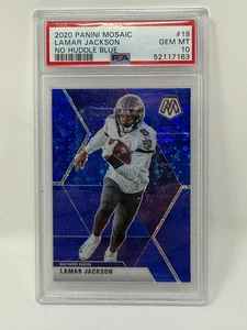 2020 Panini Mosaic - Lamar Jackson #19 No Huddle Blue 44/75 PSA 10 - Picture 1 of 2