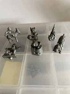 Vintage 6pc JASCO Pewter Set Donkey Clown Dog Cat Wizard Mouse MINIATURES - Picture 1 of 15