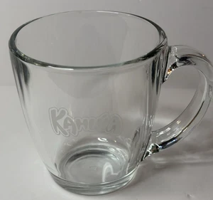 KAHLUA Etched Logo Coffee Cup Tea Mug Clear Glass 4in Tall 12oz - Picture 1 of 10
