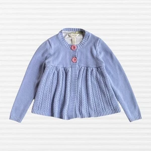 Matilda Jane Girls Cardigan Sweater Blue Knit Front & Sleeves Floral Back Size 4 - Picture 1 of 11