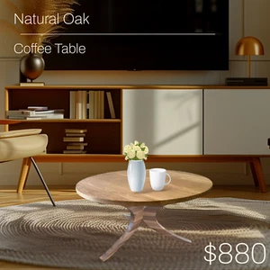 Handcrafted 100% Natural Oak Coffee Table - Picture 1 of 6