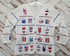 JACK B. QUICK Sweater Womens Large White Long Sleeve PATRIOTIC 4th of July