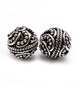 10 Pcs 13mm Bali Bead Oxidized Silver Plated Jewelry Making Bead vu-382 - Picture 1 of 5