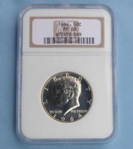 1964 NGC PF 68 Kennedy Silver Half Dollar, Gem Proof 68 Silver USA 50C Coin