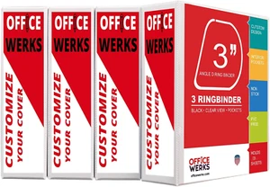 3 inch Ring Binders, Angle D-Rings, White, 4 Pack, Clear View w/ Pockets  - Picture 1 of 12