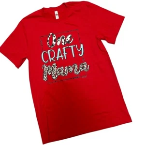 Bella Canvas Women's Red Graphic Tee, One Crafty Mama, Size M - Picture 1 of 5