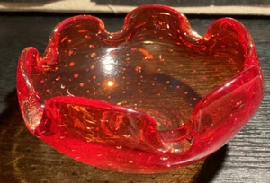 Murano Red Bullicante Art Glass Bowl Italy - Picture 1 of 6