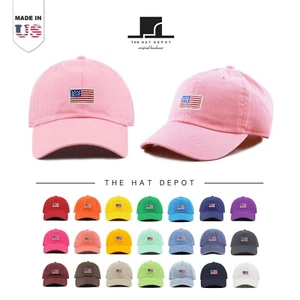 Cotton Hat - Kids Embroidered American Flag Washed Cotton & Denim Baseball Cap - Picture 1 of 64