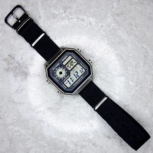 Casio Royale Watch mod with a Black Ballistic Nylon Strap, AE-1200WHD - Picture 1 of 1
