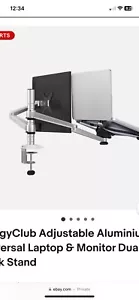 ThingyClub verstellbarer Aluminium Universal Laptop & Monitor zweiarmiger Schreibtischständer - Bild 1 von 6