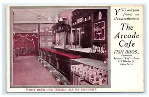 Pubblicità Arcade Cafe Utica NY Bleecker Street Fish Bros. Pabst Oneida Ale D10 - Foto 1 di 2