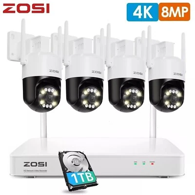 ZOSI 8MP WLAN Überwachungskamera Set Außen 8CH 1TB NVR Wi-Fi 6 IR Farbnachtsicht - Bild 1 von 4