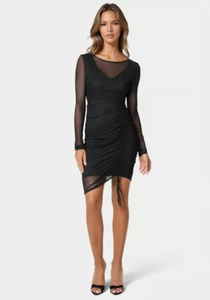 NWT EXPRESS POWERMESH MIDI DRESS WITH SIDE SHIRRING SZ SMALL - Picture 1 of 10