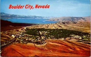 Bird's Eye View Boulder City & Lake Mead Nevada Postcard - Picture 1 of 2