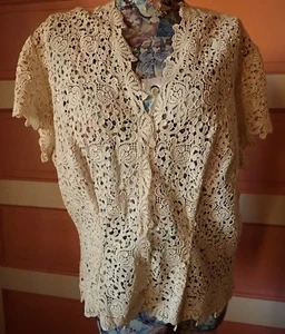 ANTIQUE GUIPURE EMBROIDERY LACE JACKET TOP GORGEOUS FINE COND. NEEDS LIGHT CLEAN - Picture 1 of 11