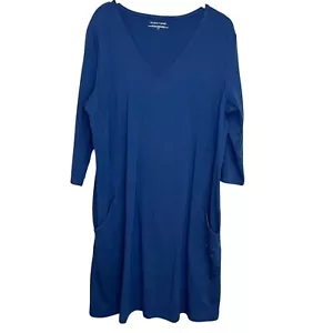 Eileen Fisher Dress Size Large Blue 3/4 Sleeve Organic-Cotton Stretch Jersey - Picture 1 of 6