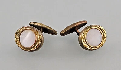 a-9325074-d Paar Manschettenknöpfe goldfarben Perlmutt 1920 Vintage 1,5x1,2x1cm - Bild 1 von 2