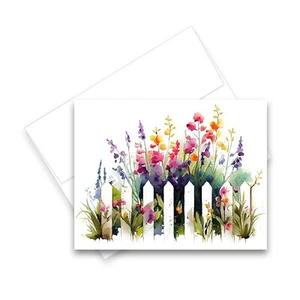 12 All Occasion Notecard Blank with Envelopes Greeting Cards - Garden Fence - Picture 1 of 2