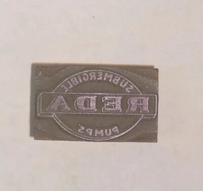 REDA Submergible Pumps Vintage Printing Letterpress Printers Block - Image 1 of 4