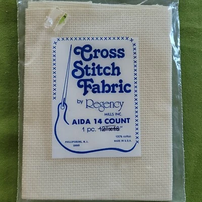 Tela punto de cruz Regency Mills 14 quilates AIDA marfil 11,5" x 12,5" remanente algodón Foto 1 de 2