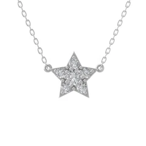 Sterling Silver Lab Grown Diamond Fashion Pendant Necklace 18" Silver Chain - Picture 1 of 5