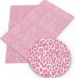 Leopard Cheetah Pink FAUX LEATHER SHEET 8 x 12" 1113598 LITCHI TEXTURE - Picture 1 of 1