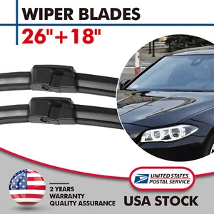 All Season Front Windshield Wiper Blades 26"+18" For BMW 528i 528i xDrive 535d - Picture 1 of 14