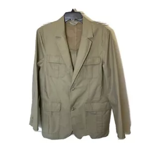 LL Bean Mens Utility Elbow Patches Field Jacket Size 38 REG Beige 90s VINTAGE - Picture 1 of 10