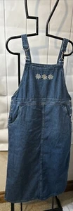 Christopher & Banks Vintage 90s Denim Pinafore Shift Midi Dress Overall Gr. S - Bild 1 von 5