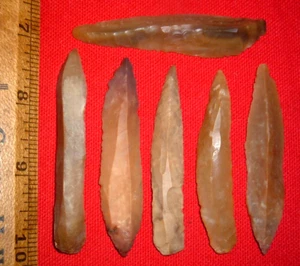 (6) Hojas mesolíticas del Sahara de calidad (2,75" - 3"-) artefactos africanos prehistóricos - Imagen 1 de 4