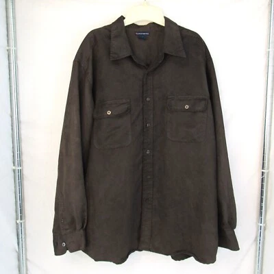 Knightsbridge Men's Brown Suede Cloth Long Sleeve Button Up Collared Shirt Sz XL - Image 1 of 4