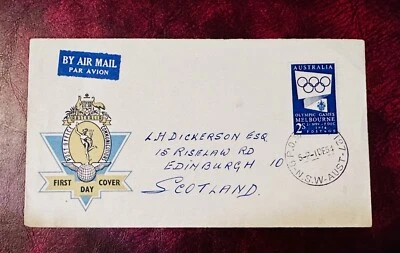 1954 Australia Melbourne OLYMPICS FDC POSTED TO EDINBURGH SCOTLAND - Image 1 of 2