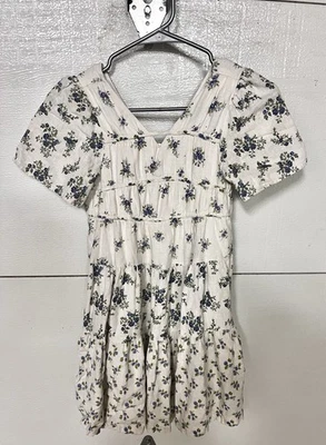 Zara Girls Sz 11/12 White Line Dress W/ Flowers - Image 1 of 2