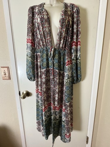 PALM ANGELS Abito Forum Of Los Angeles trasparente lungo manica a sbuffo cravatta davanti abito midi copricostume