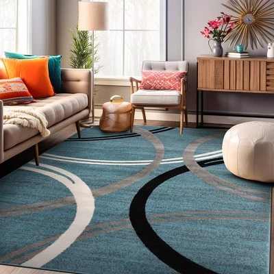 Alfombra Rugshop Alfombra Moderna Diseño Círculos Abstractos Alfombras para Salón Dormitorio Alfombra Foto 1 de 2