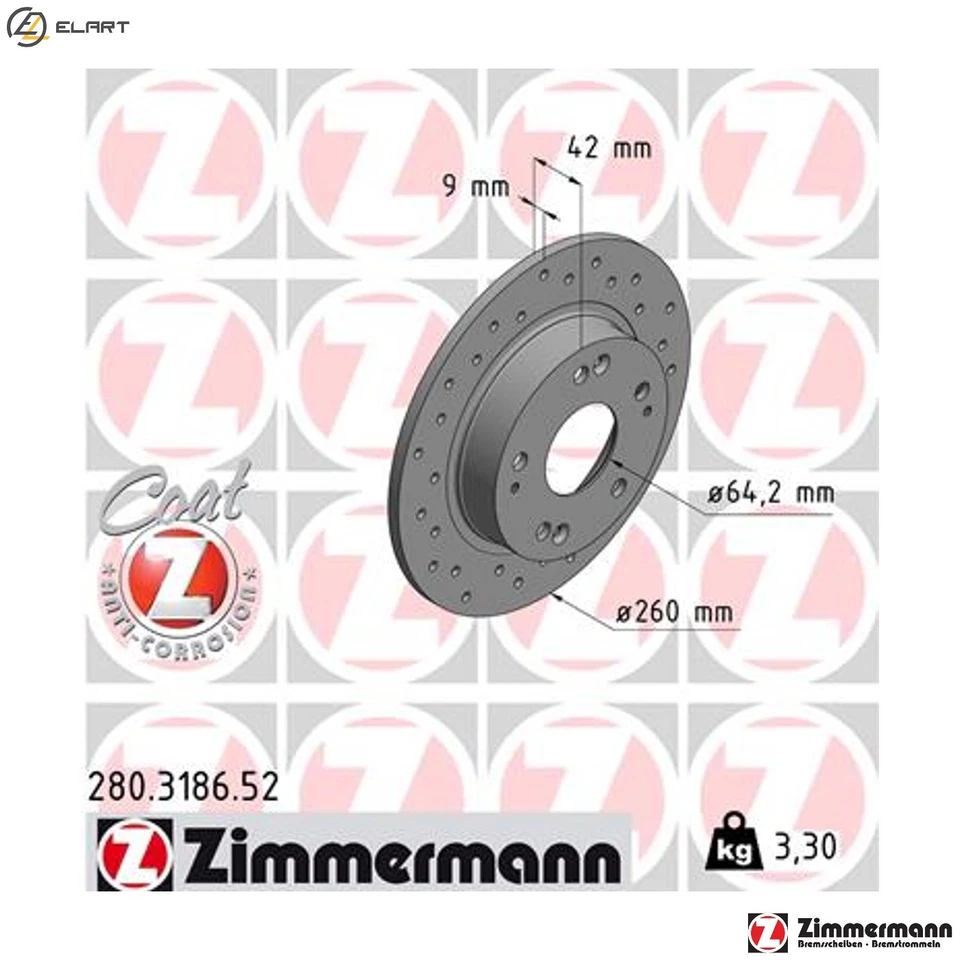 2x BRAKE DISC 280.3186.52 FOR HONDA LDA2 1.3L 4cyl CIVIC VIIIR18A2/R18A1 1.8L - Image 1 of 4