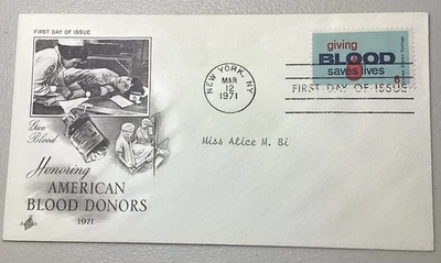 FDC 1971 Honoring American Blood Donors First Day Cover - Image 1 of 2