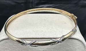 10K Bicolor Gold Armreif Armband 4,6 mm 2,9 Gramm Vintage Geschenk Verpackt - Bild 1 von 24