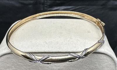 Pulseira de ouro 10K dois tons 4,6 mm 2,9 gramas vintage presente na caixa - Imagem 1 de 4