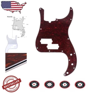Elite P Bass Pickguard 4 String Red Tortoise Shell 13 Hole Modern Bass Guard - Picture 1 of 6